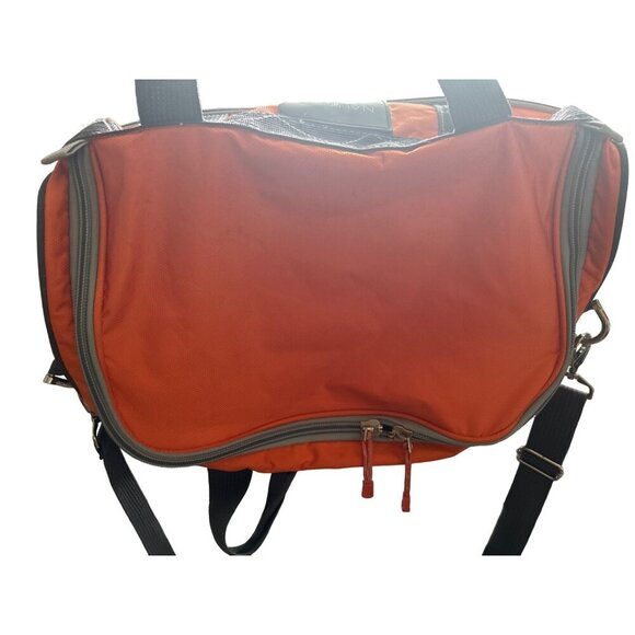 Nautica Dockside Duffle Bag Orange Gray Zipper Close Outer Strap ID Slot CLEAN - Picture 8 of 10